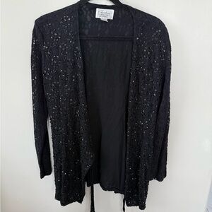 Elegant Black Sequin Women's Cardigan